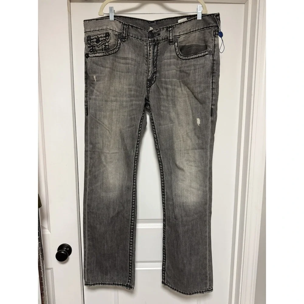 True Religion, Men's Straight W/Flap Super T Jeans, Mens Size 40